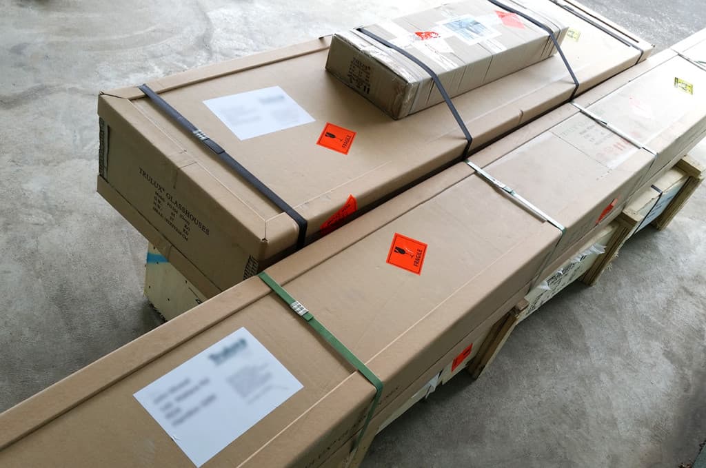 Trulux glasshouse components packed for delivery